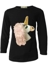Girls Unicorn Tops Fur Sequin