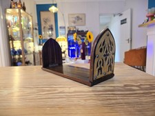 Antique coromandel wood and brass book slide - sliding book storage - Victorian