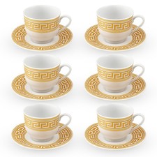 Elegant Tea & Coffee Cup and Saucer Set – 6 Ceramic Coffee Cups