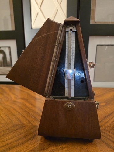 Vintage wooden metronome with - vintage,