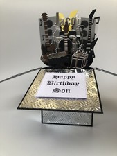 Personalised Large Luxury Handmade Black Birthday Card Men’s Boys Music