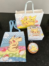 Pokemon Pikachu Storage Tin, Clip On Small Bag, Fabric Carry Bag & Gift Bag  NEW