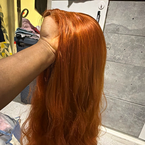 Long copper red wavy lace - long,