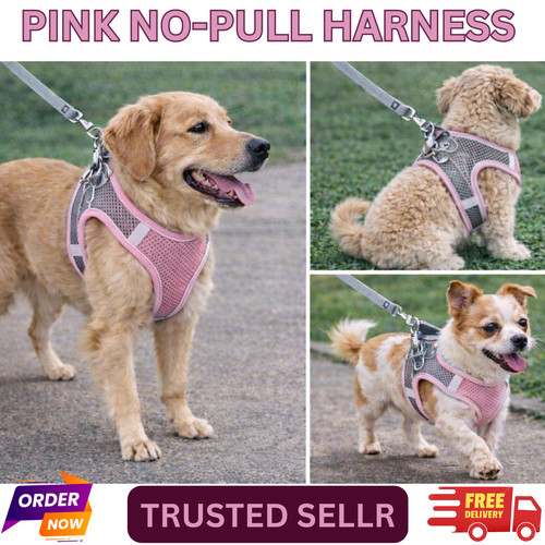 Pink dog harness - pink,