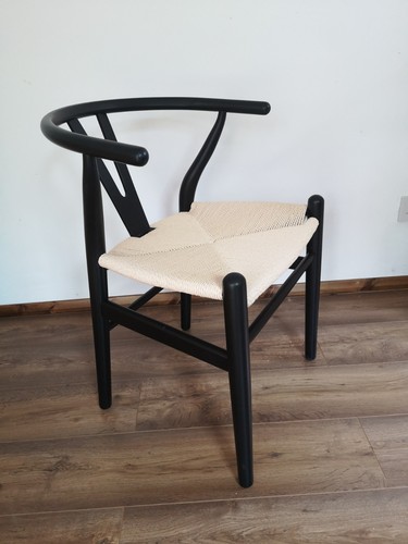 Black wishbone dining chair - black,