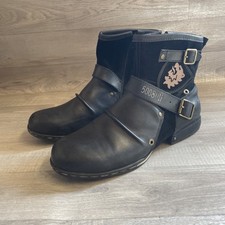 Otto Zone Genuine Leather Men's Motorcycle Biker Zip Up Boot Size UK 12