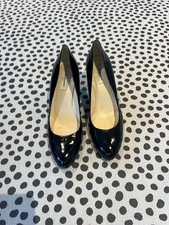 L.K. Bennett Black Shiny Leather Sabira Court Shoes EU 42/UK 9 Never Worn