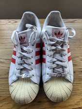 Adidas Superstar Trainers Size 9 UK White Red Blue Mens Shoes 2009 Vintage Retro