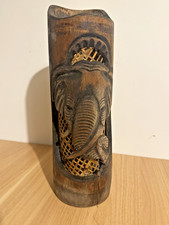 Wooden hand carved elephant vintage lamp, needs wiring