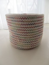 Natural white cotton rope woven storage basket pot holder LINED.