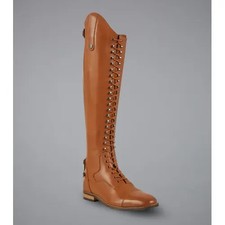 Premier Equine Ladies Maurizia Lace Front Tall Leather Riding Boot in Cognac