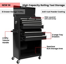 High Capacity Storage Cabinet with 8 Drawers Rolling Wheels Tool Box