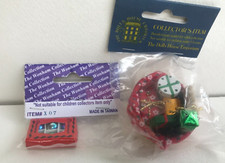 Dolls House Miniatures Basket of Gifts and Wonham Christmas Decorations
