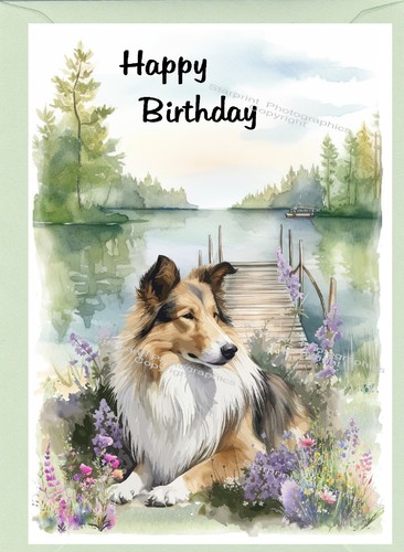 Rough collie dog birthday - rough, card