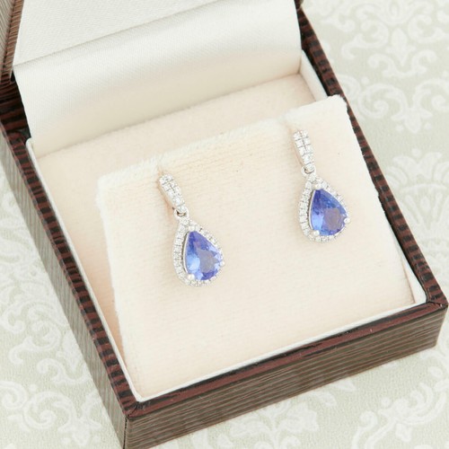 Tanzanite diamond earrings - diamond,