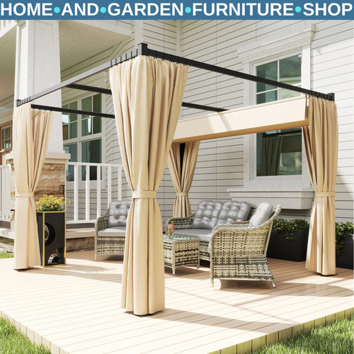 Metal pergola with - with, retractable