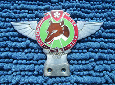 VINTAGE 1950s LEICESTERSHIRE CAR CLUB BUMPER BADGE - No185 FOX MOTOR EMBLEM RARE