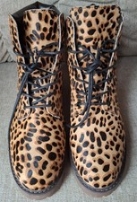 NEXT Womens Leopard Print Skin Leather Lace Up Winter Boots *NEW* Size 8 No Box