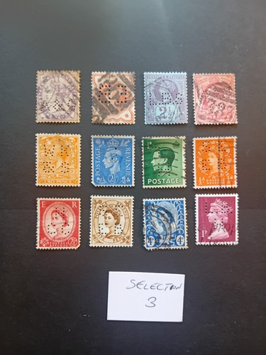Great britain stamps - great, perfins