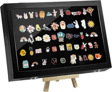 Enamel Pin Display Frame, 14" X 9.5" Large Collection Box Shadow... 