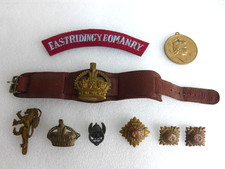 Militaria Items Bundle (Leather Armband, Badges etc)