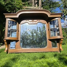 Antique Oak Sideboard Mirror Back. Ornate Over Mantle Mirror