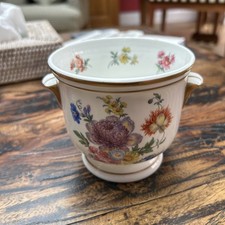 Vintage John Jenkins Floral porcelain vase/flower pot urn type handle gold lines
