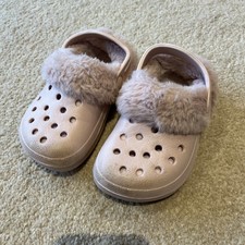 Next Pink Girls Fluffy Inside Croc Style Shoes Size 7 EU 24