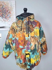Rare Vintage Fire and Ice Baroque Oversized Angel Print Hooded Jacket Streetwear