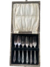 Vintage Silver Plated Cake - Dessert Forks Set in Original Case Elegant Design