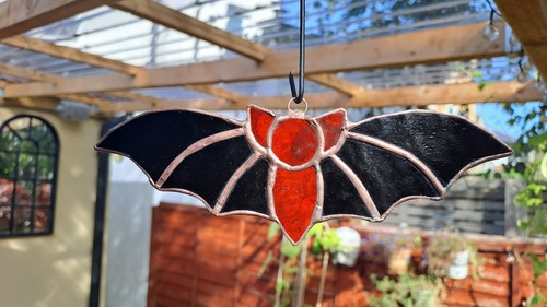 Stained glass black - red, bat