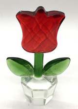 Cut Glass Red Potted Tulip
