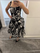 Debenhams Midi Dress Size 10 Uk Womens Ladies Print Occasion Dress Black