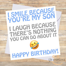 Funny ' MY SON ' Birthday Card For Son From Mum And Dad Adult Humour Comedy LOL