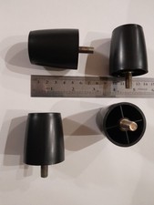 4 x  BLACK PLASTIC, FURNITURE FEET standard leg screw in   Ref :  23/2/1