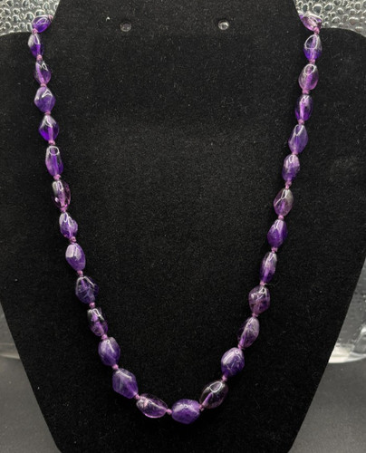 Amethyst bead necklace with - amethyst,