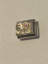 New Gold CZ Elephant Silver Charm Fits 9mm Classic Italian/Nomination Bracelet