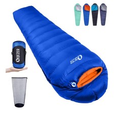 QEZER  Sleeping Bag for Adults 600FP Power Duck Down Sleeping Bag 4 Seasons 