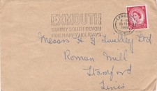 1965 cover sent from Exmouth with cancel Sunny South Devon for Happy Holidays