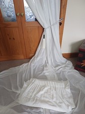 HUGE Cream Voile Curtains. Ea. 116 Inch Drop x 90"Wide. CLEANED. 2 Pairs Avail.