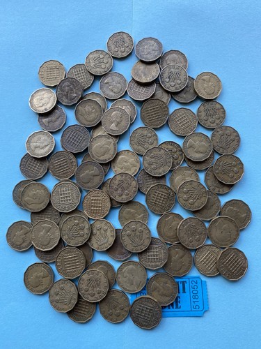 Job lot brass three pence - lot:,