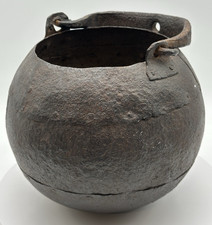 Antique Medieval, 14th or 15th C, Forged Iron Cauldron, Cooking Pot