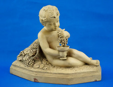 Bohumil Rezl putto bacchanal Bacchus child terracotta sculpture Czechoslovakia
