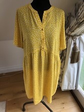 JOULES  Ella Angled Knee Length Seamed Dress - SIZE 16 YELLOW SPOT & Pockets VGC