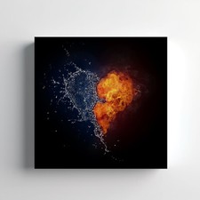 Water Fire Heart Canvas Print