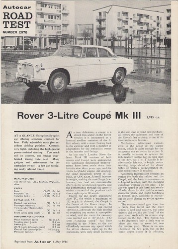 Rover litre coupe mkiii p5 - rover,