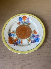 CLARICE CLIFF 1930s Art Deco ' BIZARRE  AUTUMN CROCUS ' - Side Plate 20cm