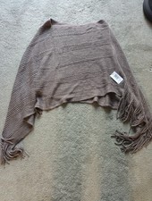 Ladies One Size Super Soft Grey Light Sparkle Shawl Poncho