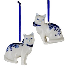 Porcelain Delft Blue Cat