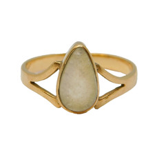 Victorian 9ct Rose Gold Pear-Cut Moonstone Dress Ring Antique c1890